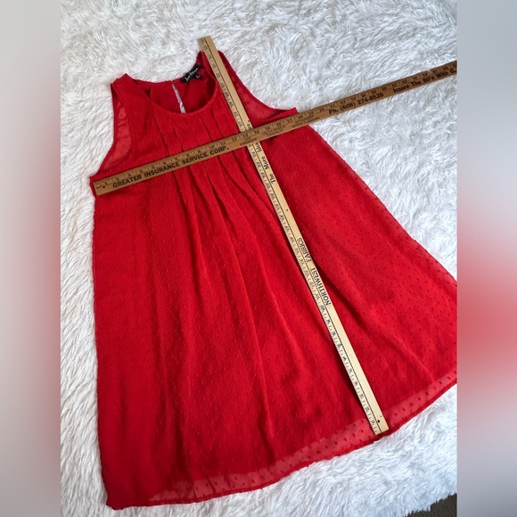 Sam Edelman Pleated Swiss Dot Red Swing Dress Size M b13 - Picture 8 of 8